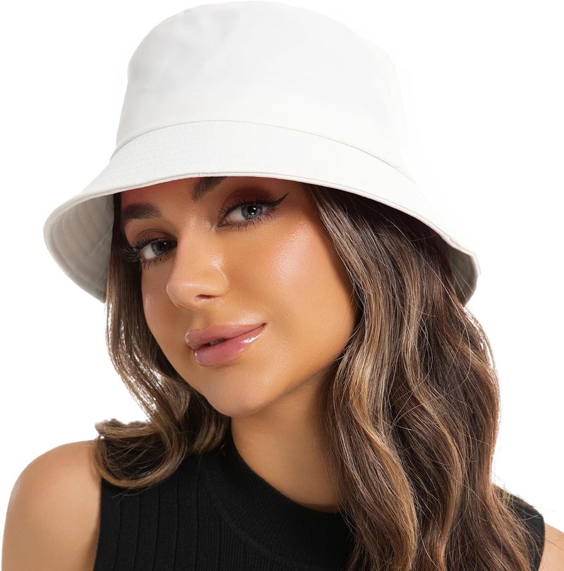 Wheebo Solid Color Bucket Hat for Women Summer Beach Fishmen Hat for Lady Adult Unisex Cotton Cap…… - Image 1